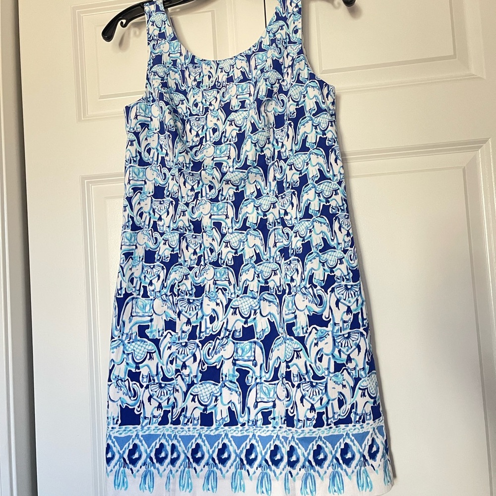 Lilly Pulitzer Blue and White Elephant Print Dress